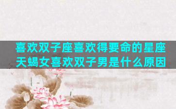 喜欢双子座喜欢得要命的星座 天蝎女喜欢双子男是什么原因